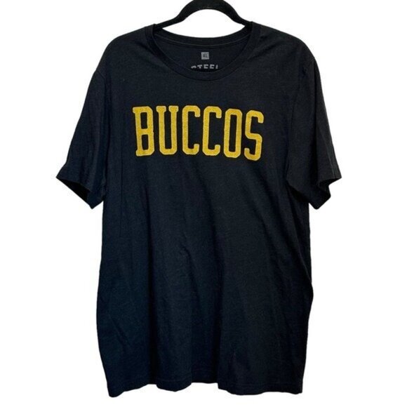 Pittsburgh Pirates Buccos XL Graphic T-Shirt Baseball Steel City Spell Out Black - Picture 1 of 4